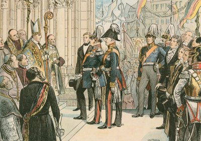 Frederik Willem IV, Koning van Pruisen, in de Dom van Keulen in 1848 door Carl Rohling